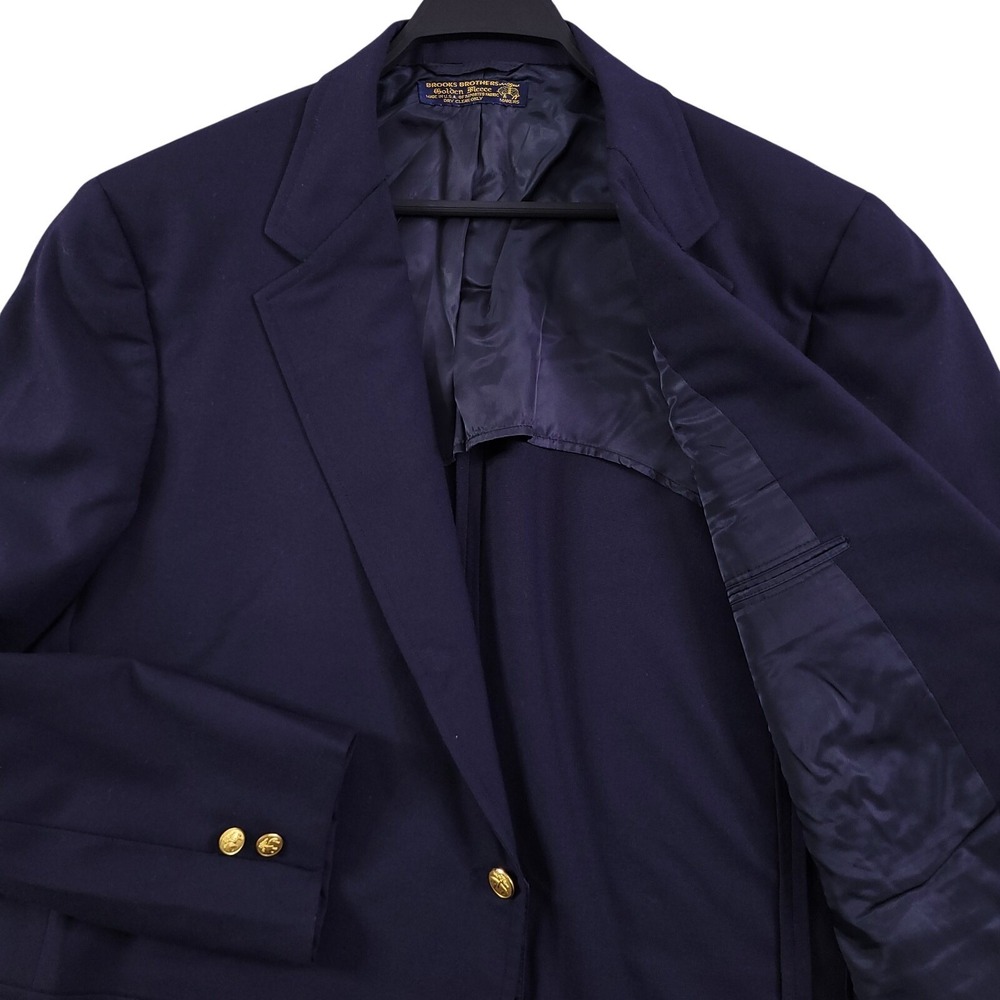 Brooks Brothers Golden Fleece Blazer 46L Navy Wool 3/2 Roll Hopsack Half Lined